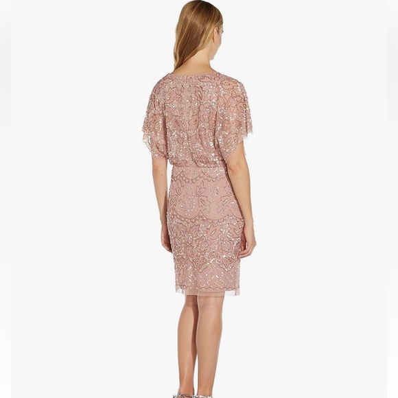 NWT!‎ Adrianna Papell Women's Beaded Mesh Blouson Dress - Picture 2 of 9